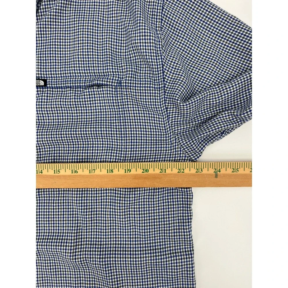 The North Face Mens Blue Gingham Plaid Long Sleeve Button Down Shirt M Vented